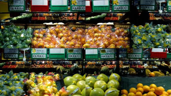 4k家乐福超市货架食品水果柚子柠檬