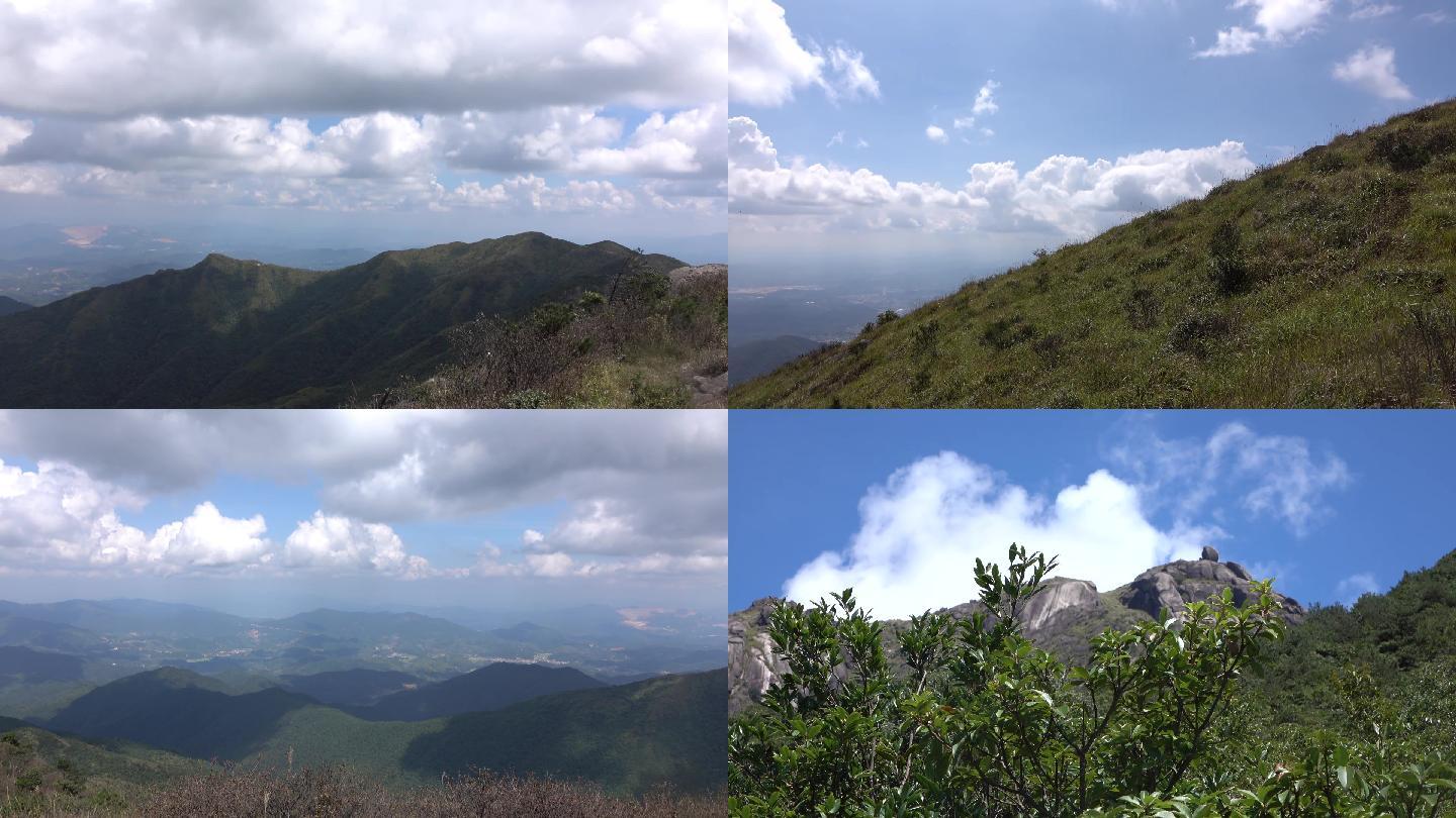 高山上蓝天下白云缭绕近在咫尺【梁野山】