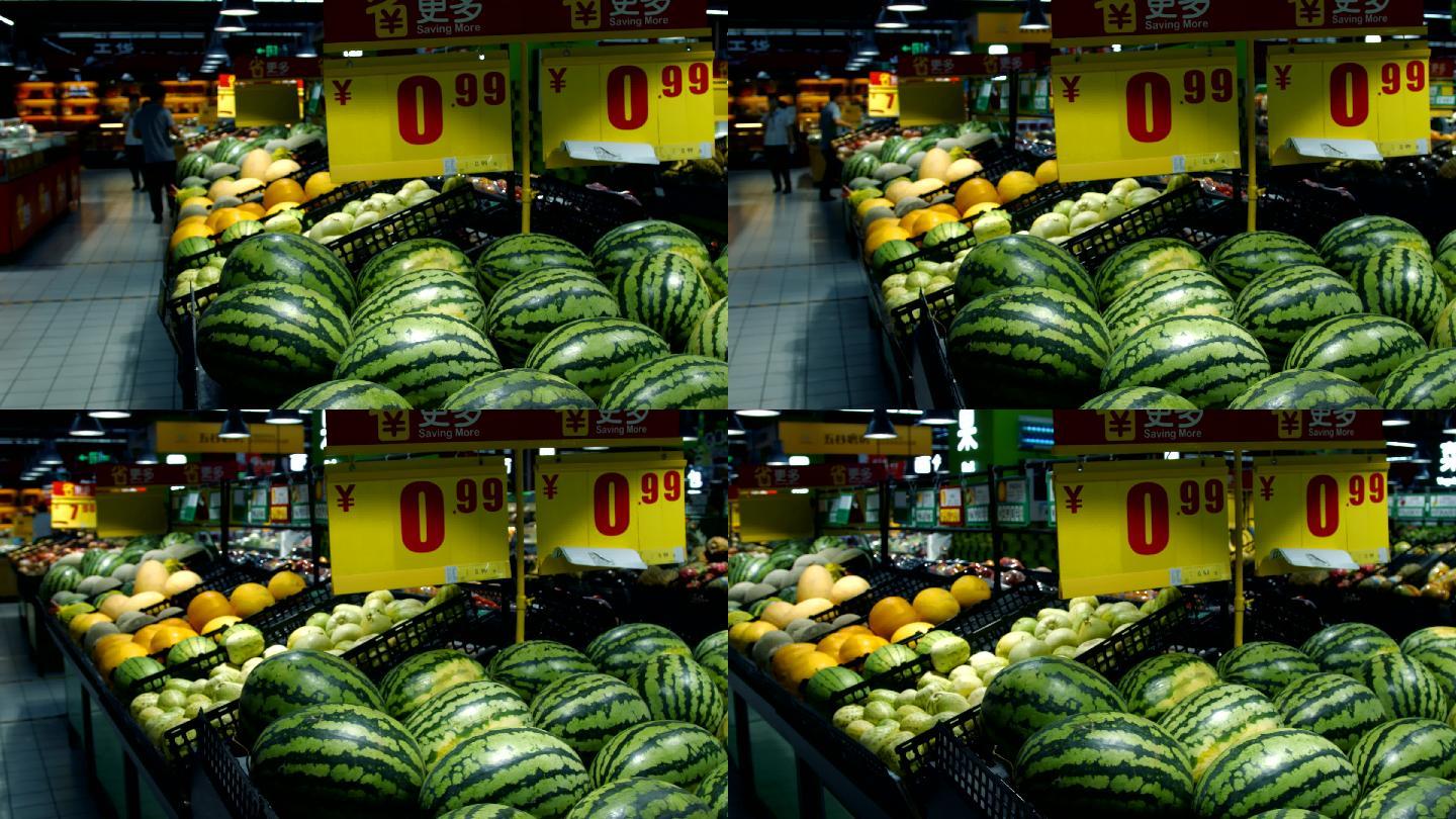 4k家乐福超市货架食品水果西瓜