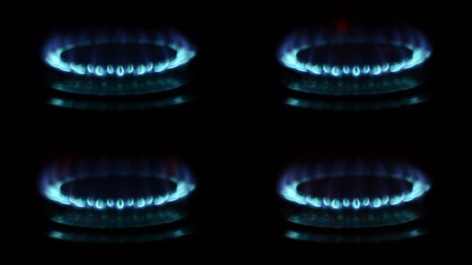 天然气灶煤气灶燃烧的火焰素材
