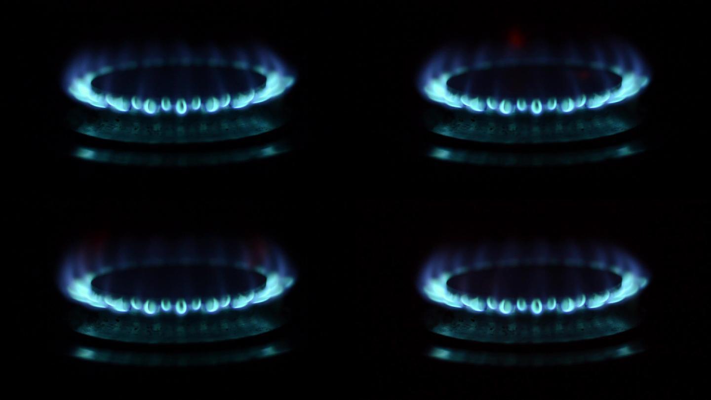 天然气灶煤气灶燃烧的火焰素材