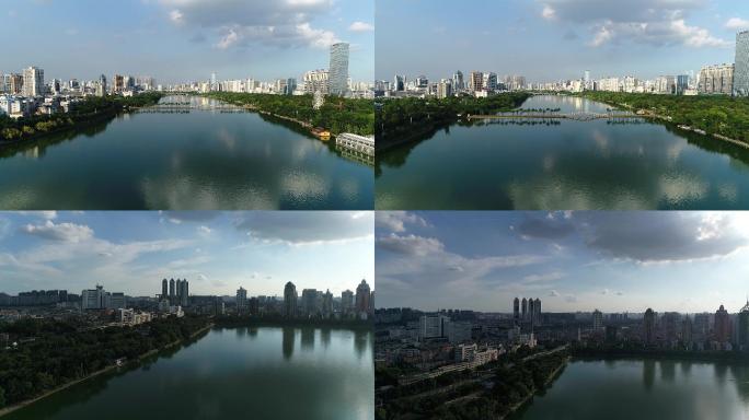 2.5K广西南宁海绵城市绿地公园湖泊视频
