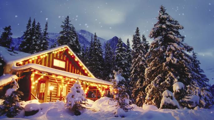浪漫雪地小木屋