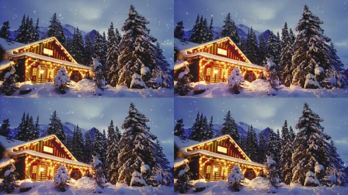 浪漫雪地小木屋