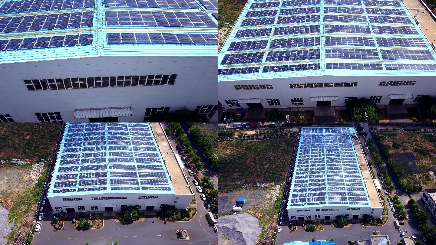 4K工厂厂房屋顶太阳能清洁能源太阳能板