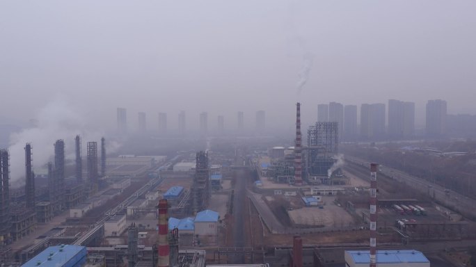 济南炼化雾霾污染重工业航拍3