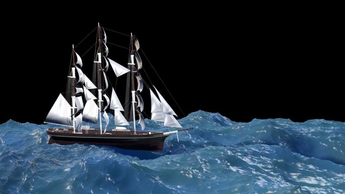 3D大海帆船带通道