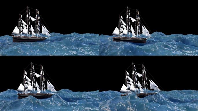 3D大海帆船带通道