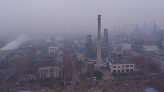 济南炼化雾霾污染重工业航拍