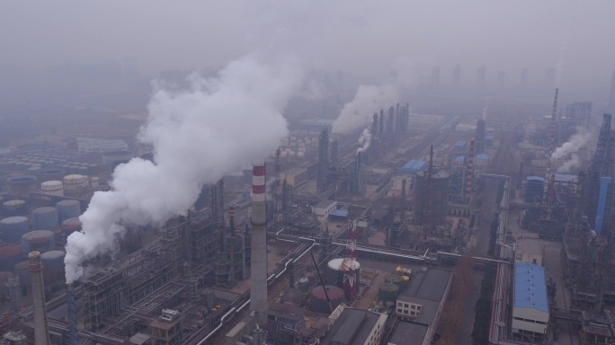 济南炼化雾霾污染重工业航拍2