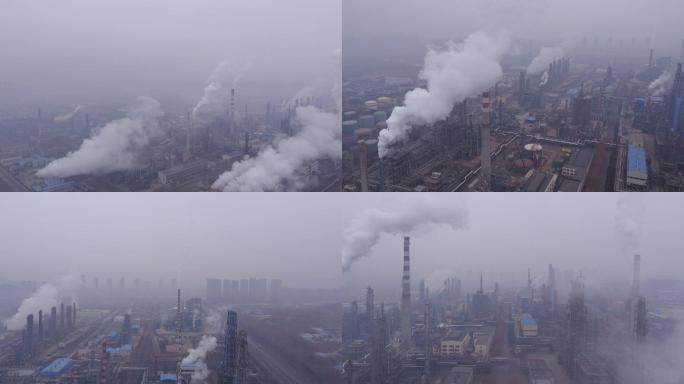 济南炼化雾霾污染重工业航拍2