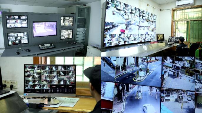 监控室监控设备分屏科技智能设备视频监控小