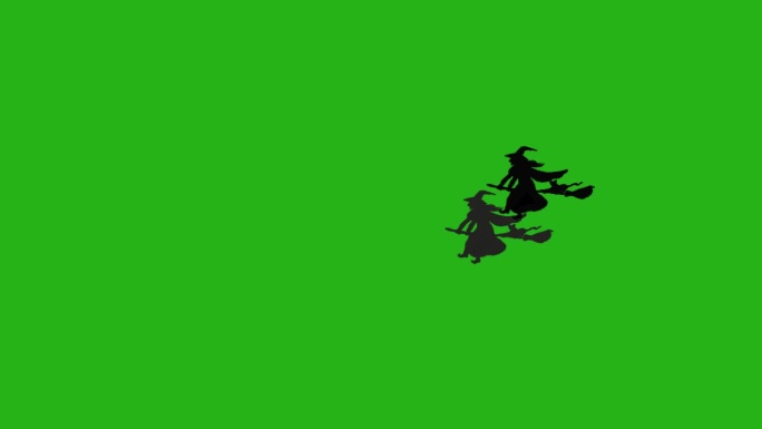 绿背景万圣节女巫飞视频素材