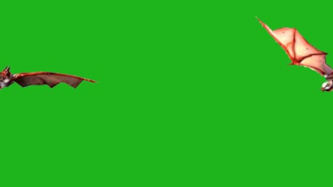 单个绿背景邪恶蝙蝠循环飞动素材