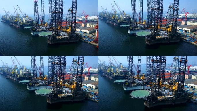 4K航拍造船厂船坞装备制造海工钻井平台