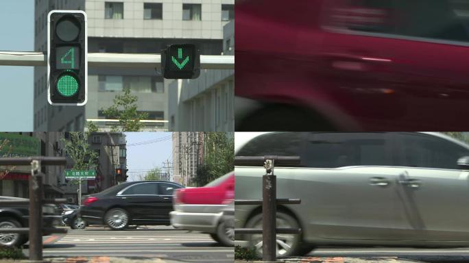 实拍街头红绿灯变换