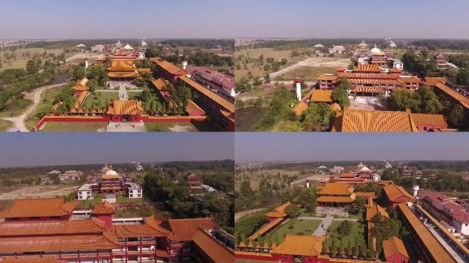 尼泊尔蓝毗尼中华寺高清航拍视频