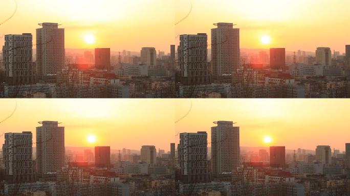 乌鲁木齐城市空镜夕阳