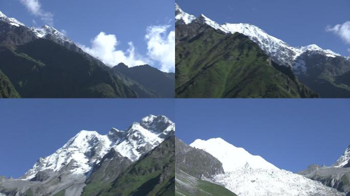 高清实拍冰瀑布山峰山顶雪山