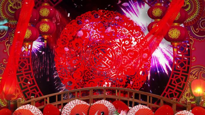2018中国风婚礼春节晚会通用背景素材