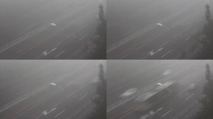 北京清晨雾霾天气道路交通