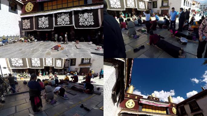 西藏拉萨大昭寺藏民虔诚跪拜