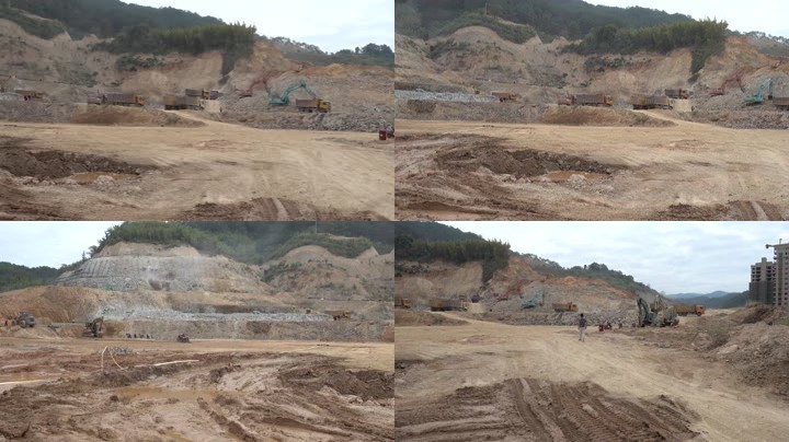 矿山开采建设工地挖掘机铲车工程车机器轰鸣