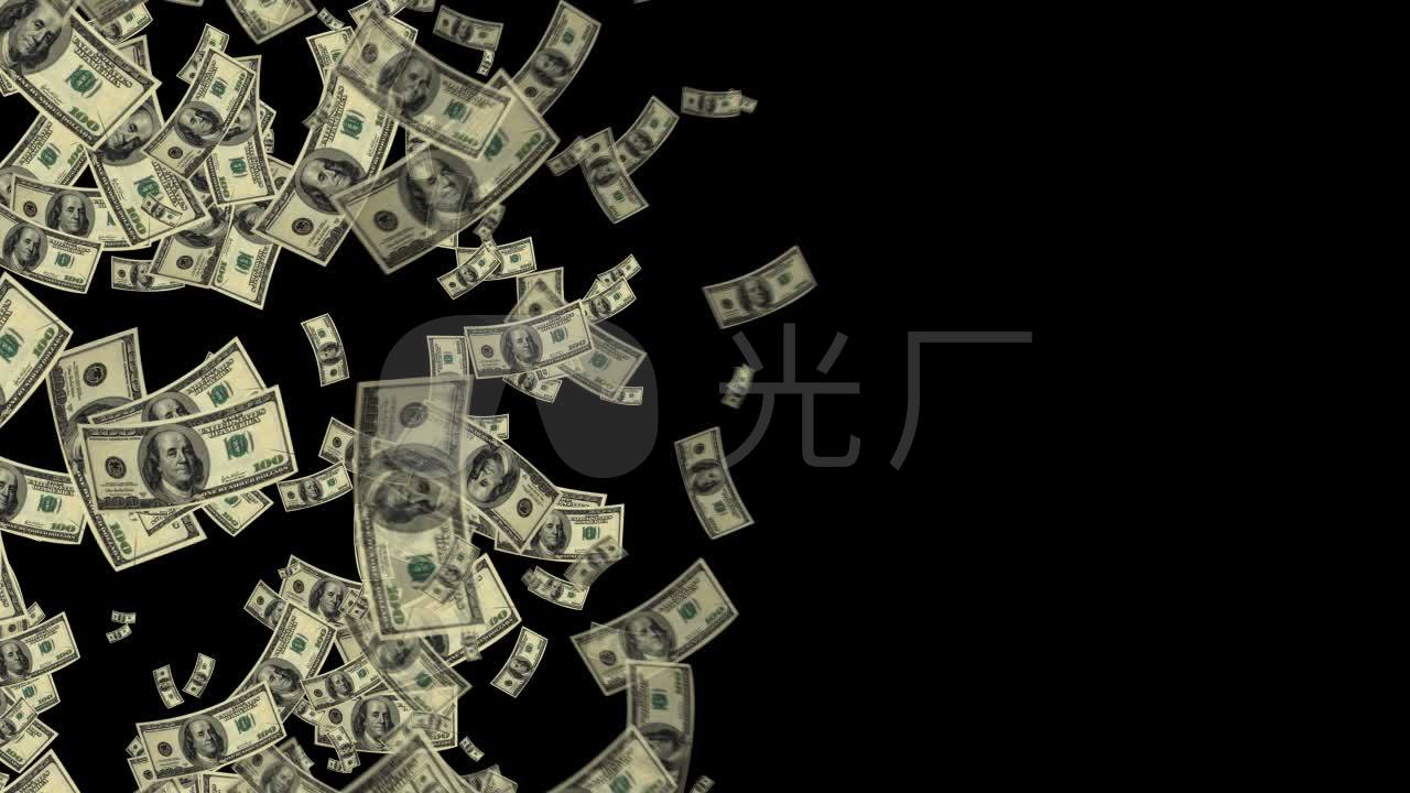 美元钱金钱粒子飘落现金