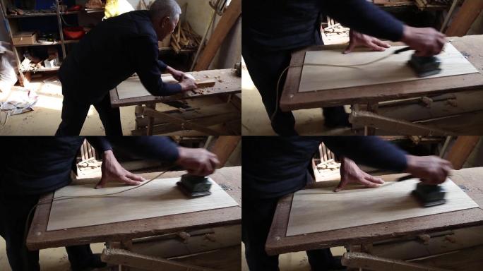老人做木工视频素材