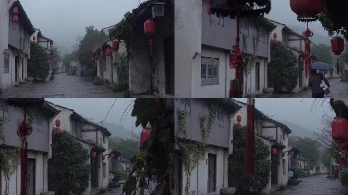 绍兴古城小巷阴雨江南水乡