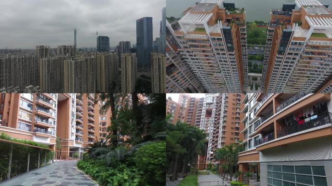 广州珠江新城房屋楼房住宅航拍电视塔