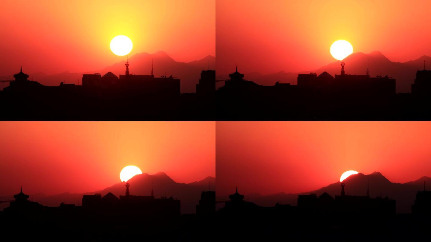 北京景山公园拍摄夕阳落日01
