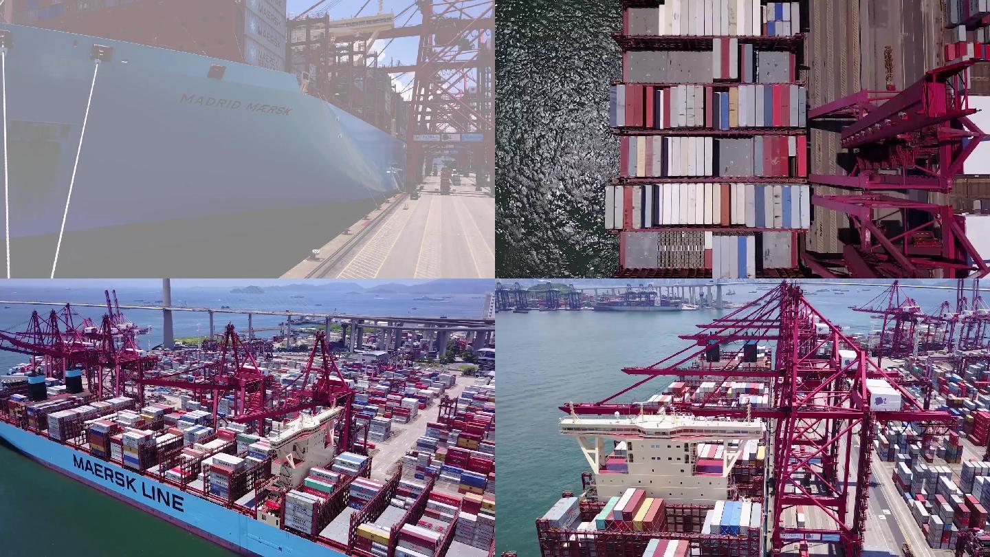 高清轮船航运集装箱港口经济发展一带一路