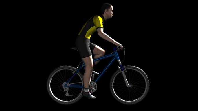 人物-行驶-骑自行车（带通道）