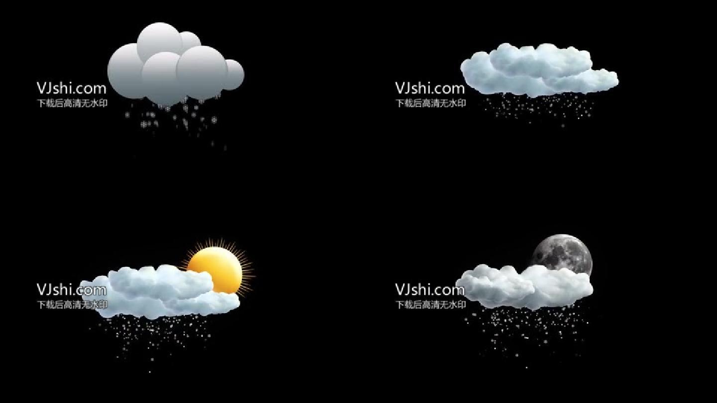 6钟天气图标动画多云转晴阴天下雨