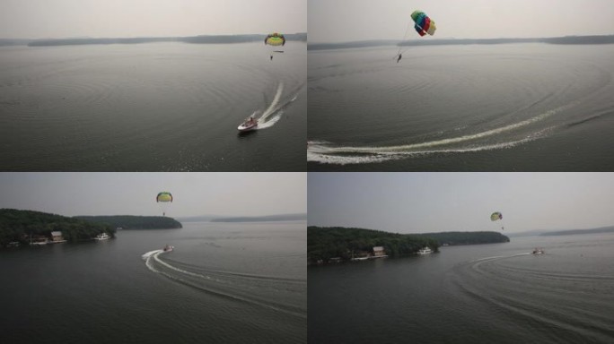 高清航拍水上滑翔伞15”