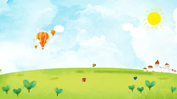 卡通风景热气球视频素材