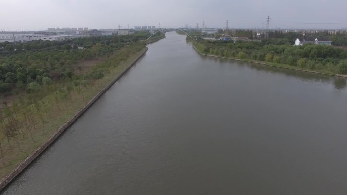 河道绿化航拍素材生态环境治理