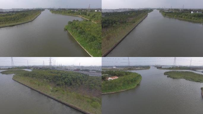 河道绿化航拍素材生态环境治理