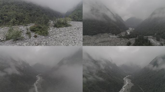 4K穿云素材泥石流山2