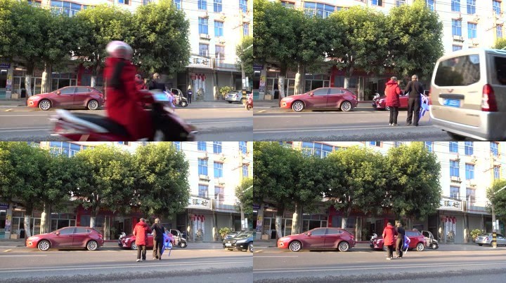 交通安全危险因素老人过马路公路来往车辆
