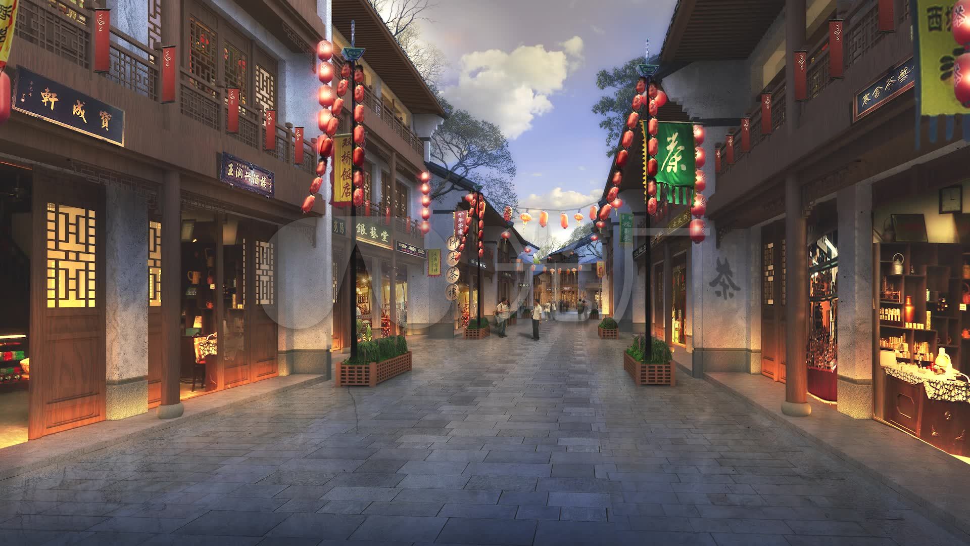小品老街景古代街道小品_01080_高清素材(编