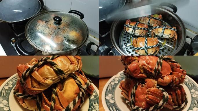 实拍家庭加工螃蟹烹饪视频