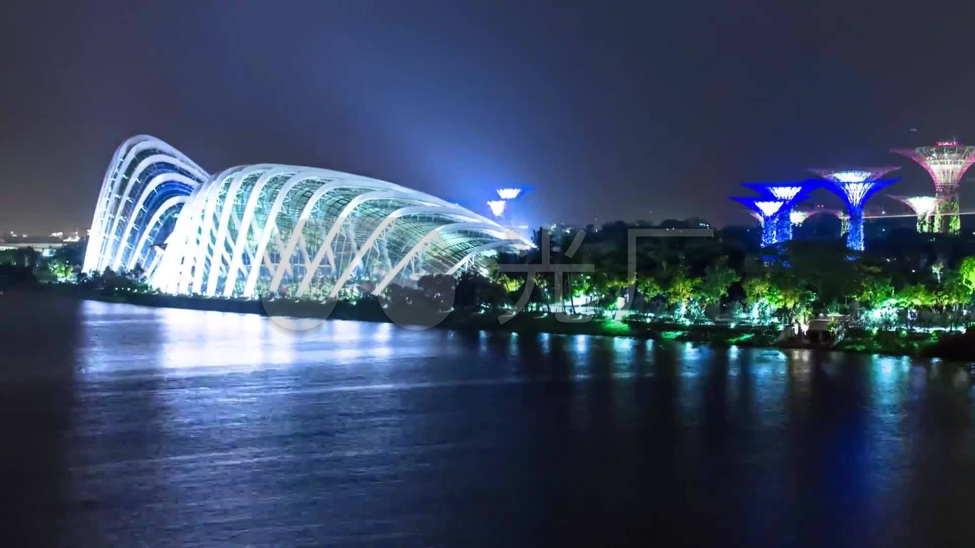 新加坡城市夜景缩时_1920X1080_高清视频素