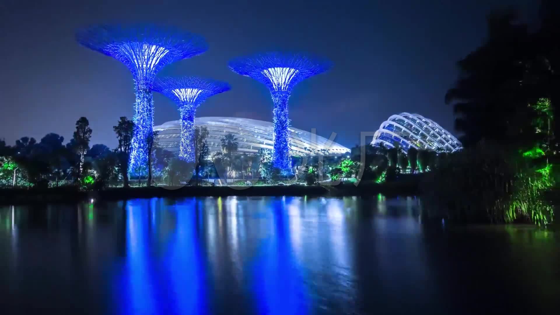 新加坡城市夜景缩时_1920X1080_高清视频素