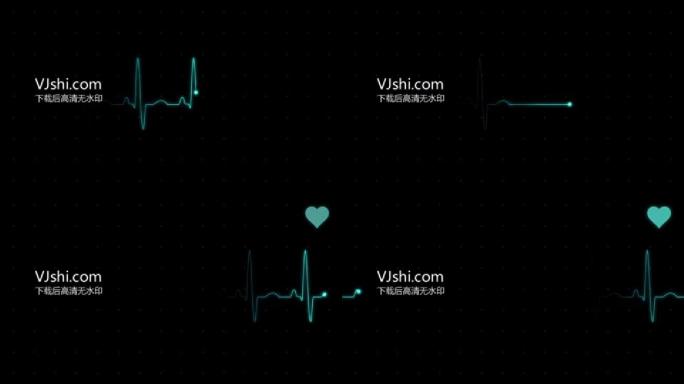 心电图循环跳动停止医疗背景素材高清带配乐