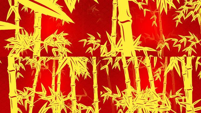 中国风3D剪纸竹子循环动画