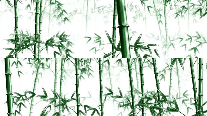 中国风水墨3D绿色竹子动画