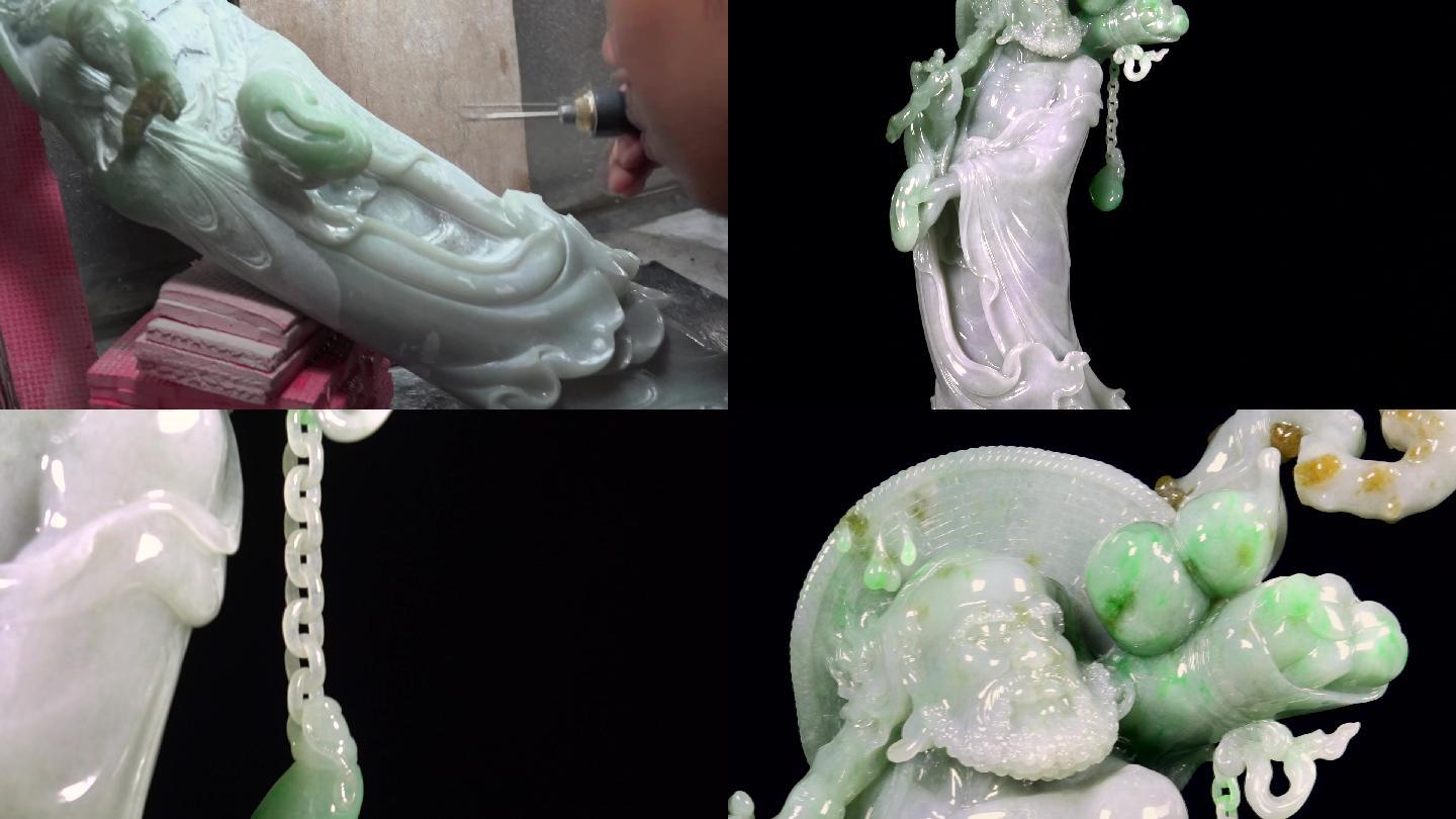 翡翠达摩渡江艺术摆件雕刻创作过程