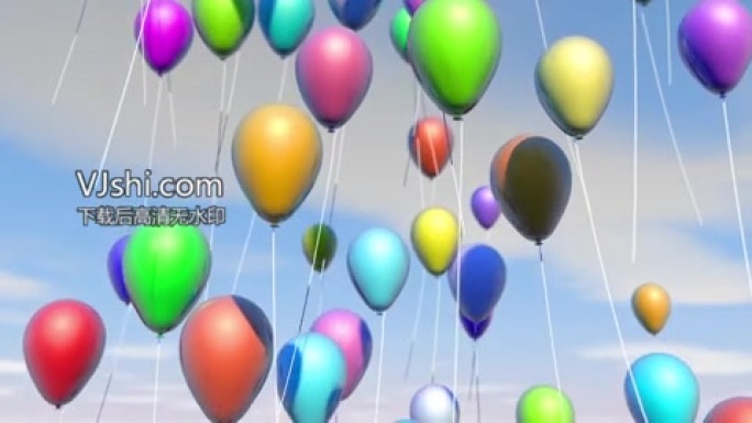 C4D模板-彩色气球缓慢上升